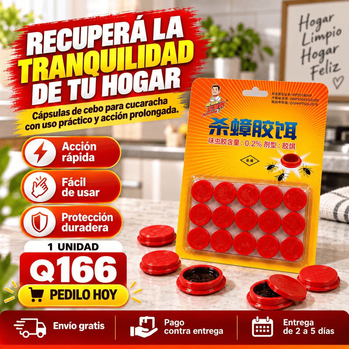 🪳 Cápsulas Mata Cucarachas™ 🏠