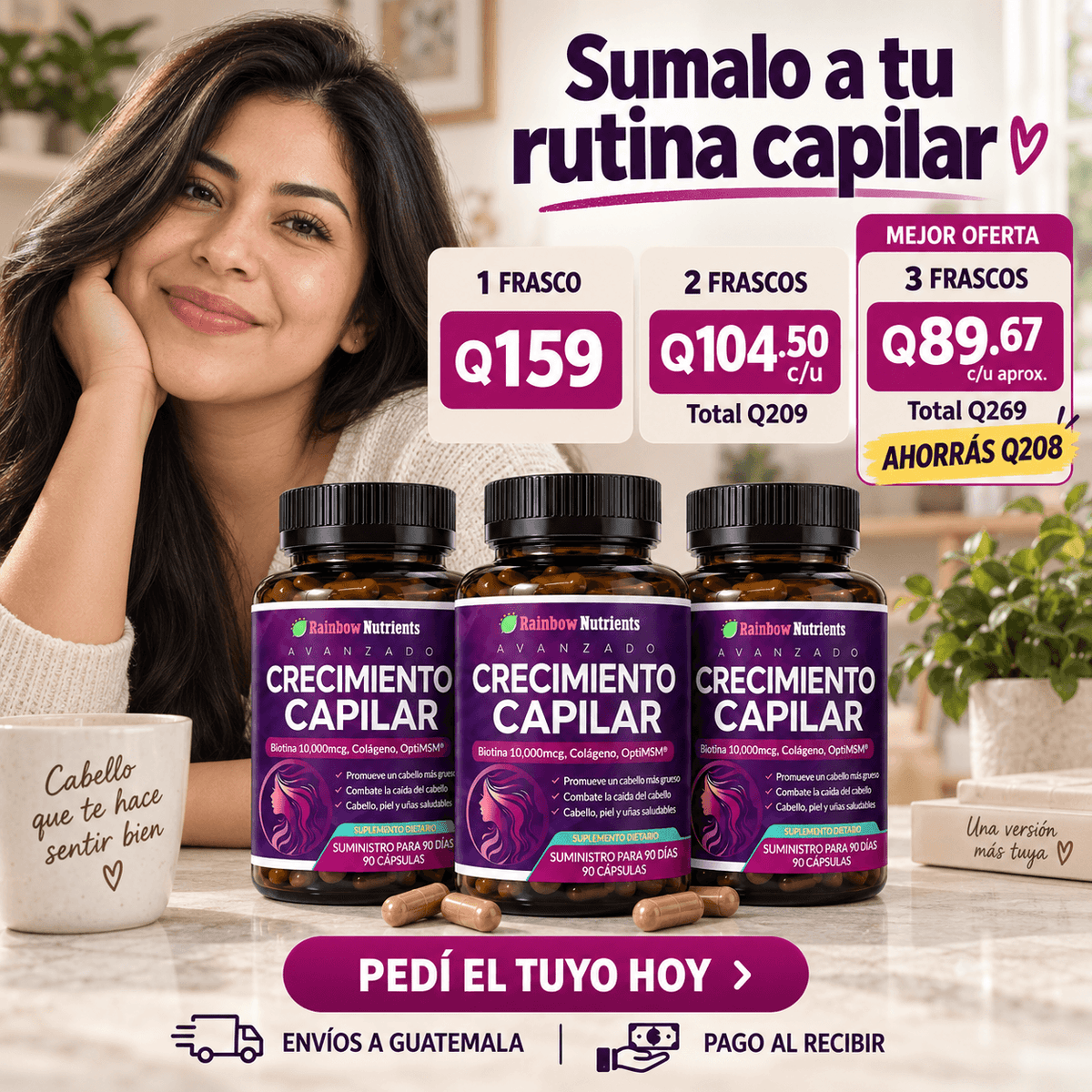 💜 HairBalance™ – Cápsulas para complementar el cuidado capilar ✨