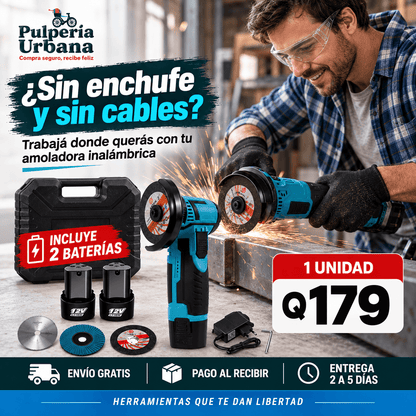 ⚡ Amoladora Pro 12V™ — Kit inalámbrico con 2 baterías