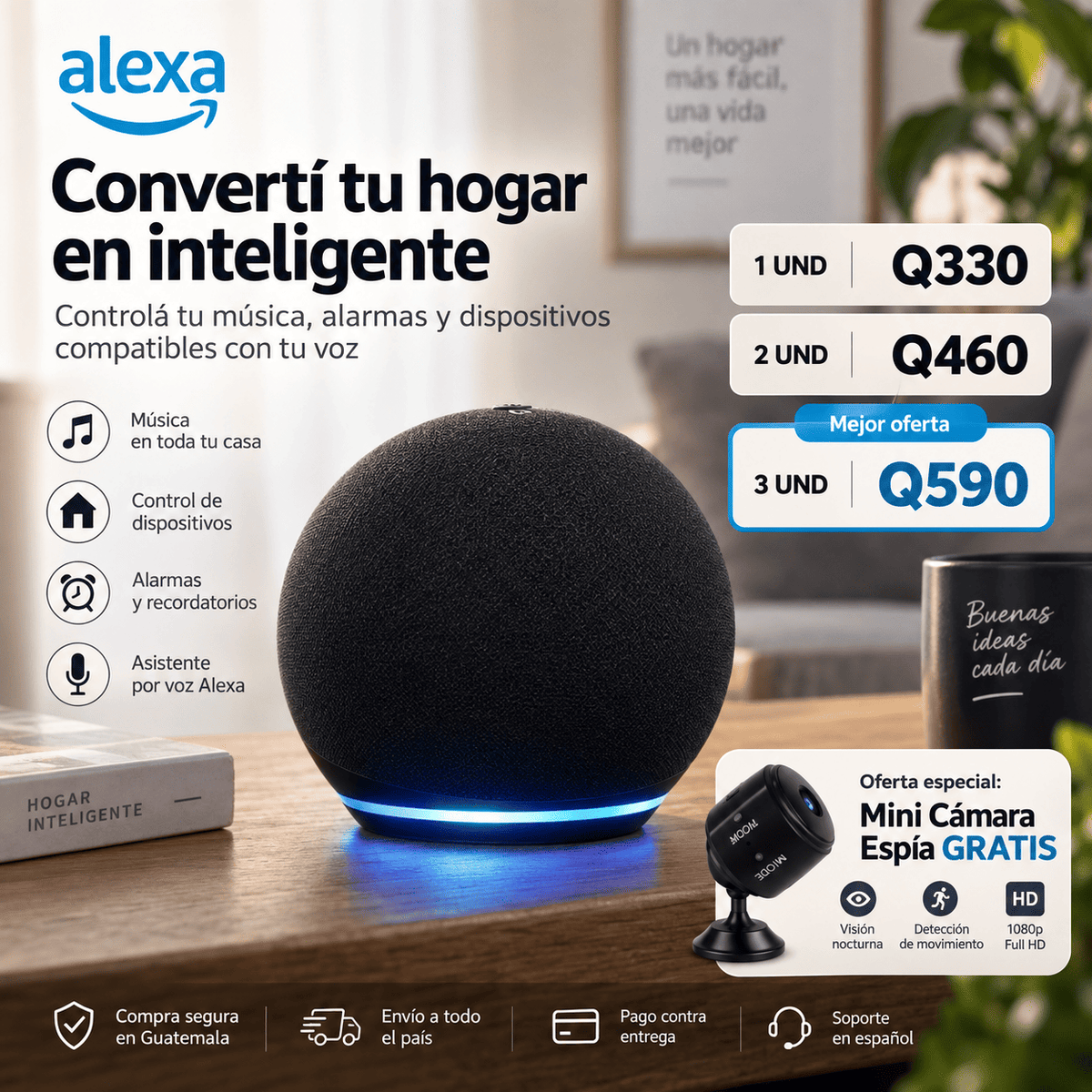 🤖 Alexa Echo Dot 5ª Gen + Mini Cámara GRATIS