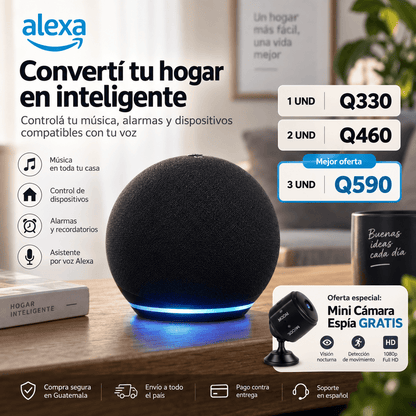 🤖 Alexa Echo Dot 5ª Gen + Mini Cámara GRATIS
