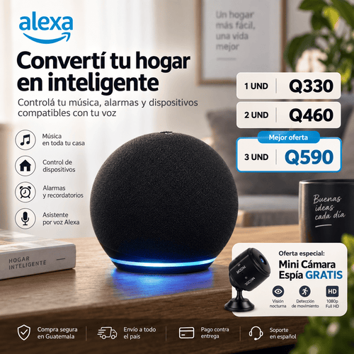 🤖 Alexa Echo Dot 5ª Gen + Mini Cámara GRATIS
