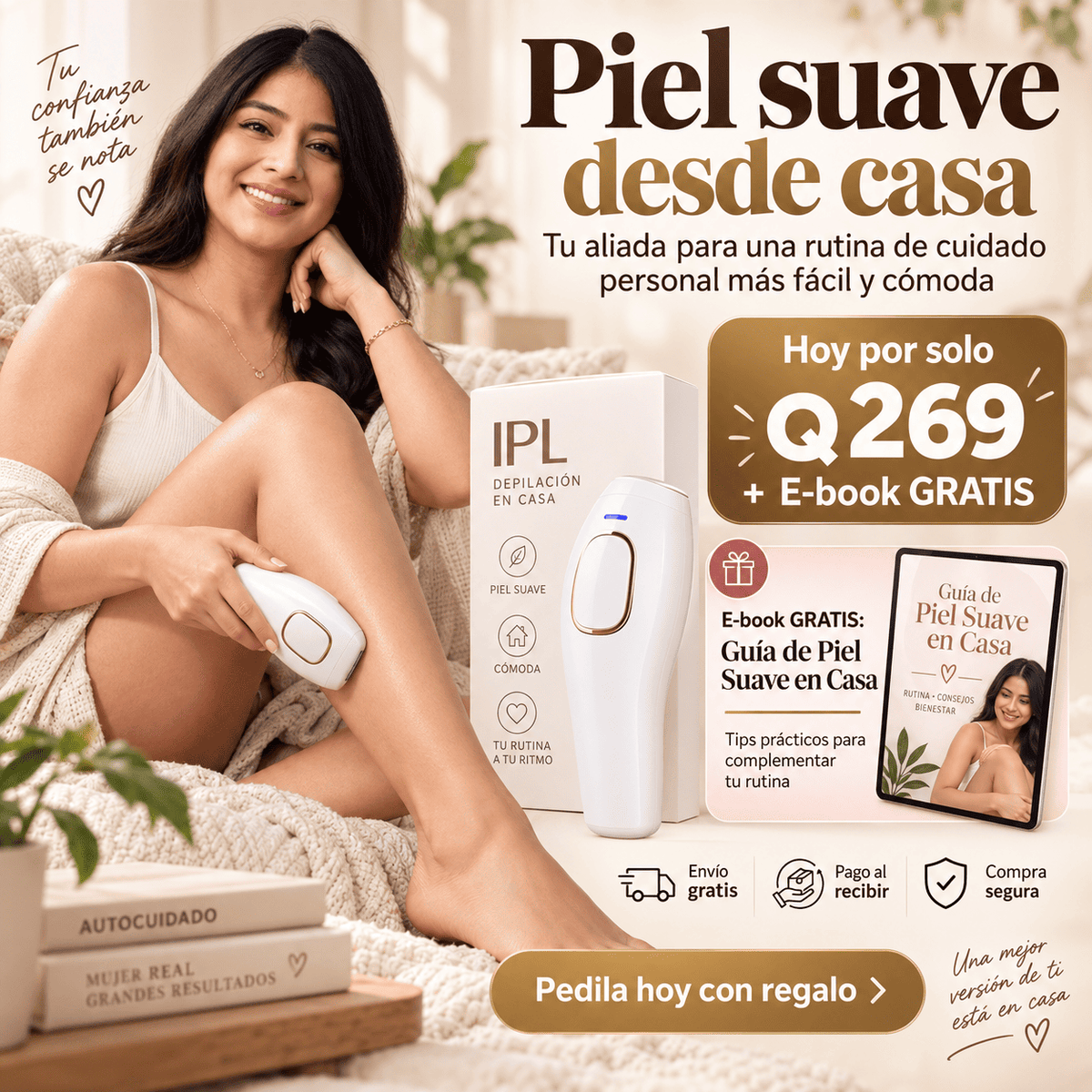 LumiSkin IPL™ Depiladora laser para Casa + e-book gratis