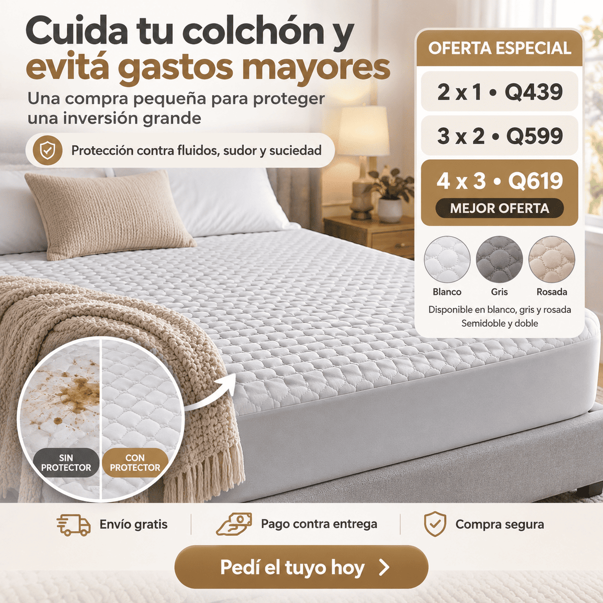 LuxuryProtect™ Protector de Colchón Acolchado