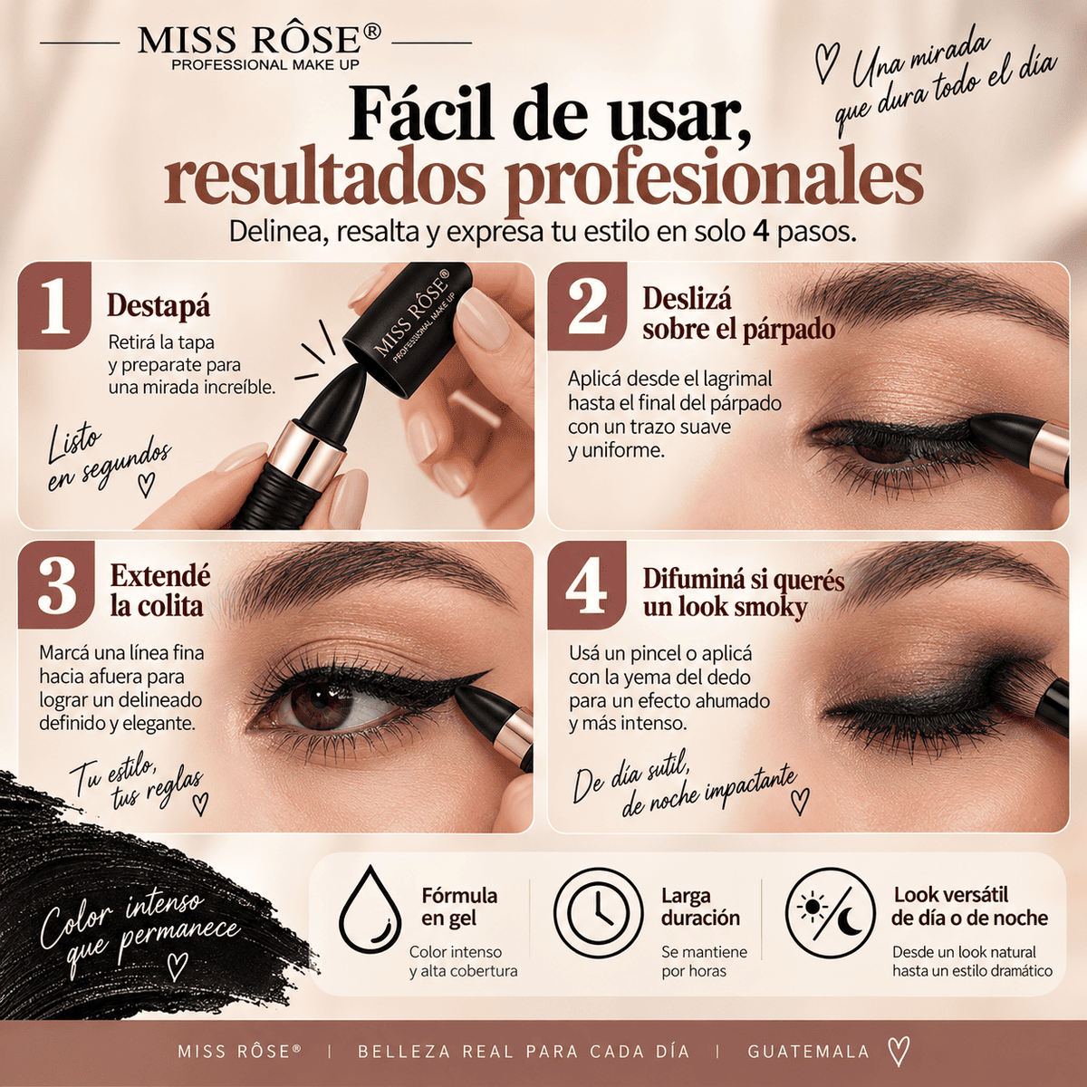 Miss Rôse™ Gel Eyeliner Kajal + serum para pestañas