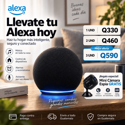 🤖 Alexa Echo Dot 5ª Gen + Mini Cámara GRATIS
