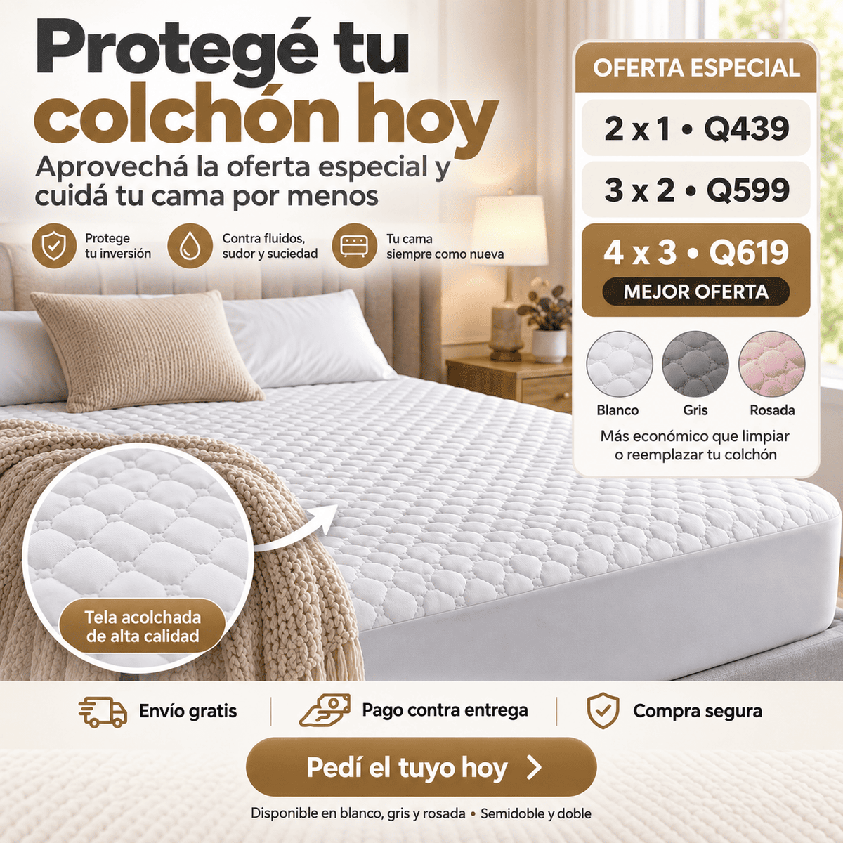 LuxuryProtect™ Protector de Colchón Acolchado